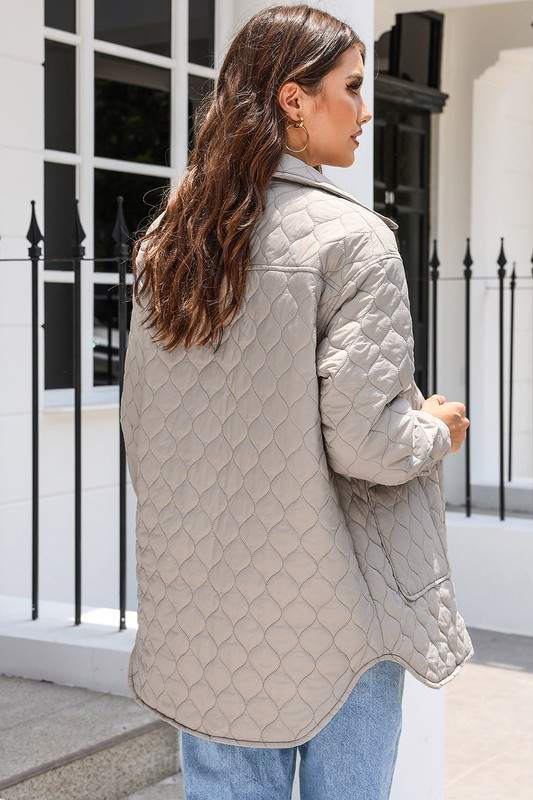 4 BIG POCKETS QUILTED BUTTON DOWN PUFFER COAT - Missyess