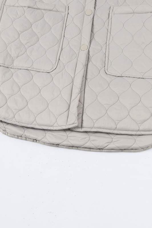 4 BIG POCKETS QUILTED BUTTON DOWN PUFFER COAT - Missyess