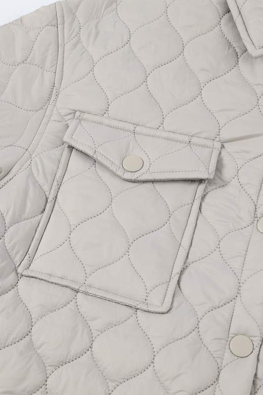 4 BIG POCKETS QUILTED BUTTON DOWN PUFFER COAT - Missyess