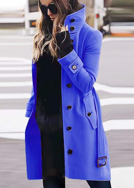  ROW MULTI BUTTON WOOLEN BUTTON COLLAR COAT