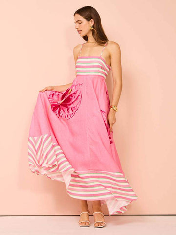 SEXY SLING ELEGANT PRINTED HIGH WAIST LARGE SWING DRESS