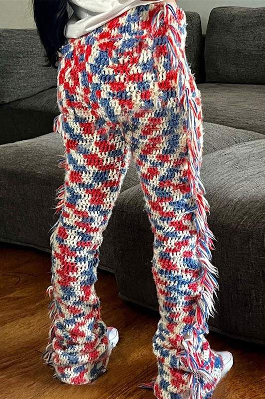 CHECKERED KNITTED PANTS