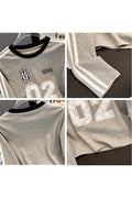 NUMBER PRINT FITTED LONG SLEEVE TOP
