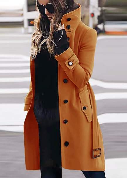  ROW MULTI BUTTON WOOLEN BUTTON COLLAR COAT