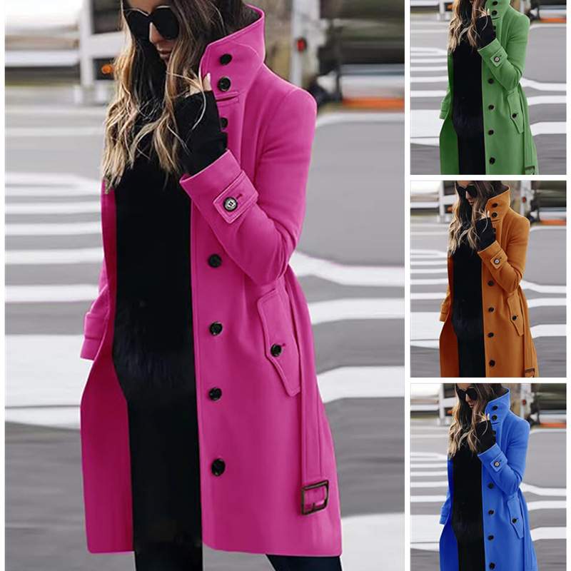  ROW MULTI BUTTON WOOLEN BUTTON COLLAR COAT