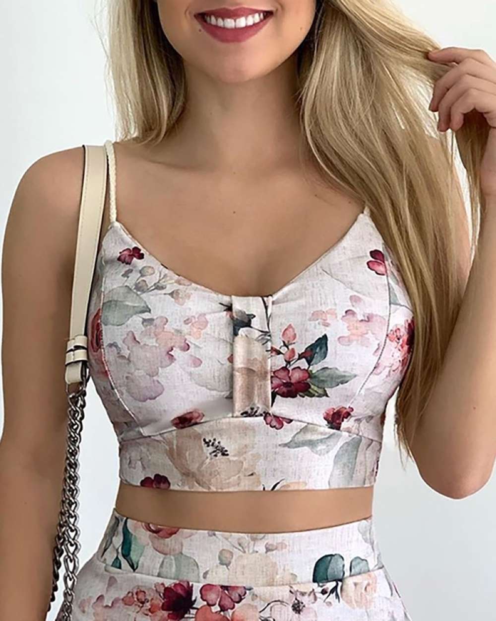 Casual Summer Crop Top, Women's Floral Style