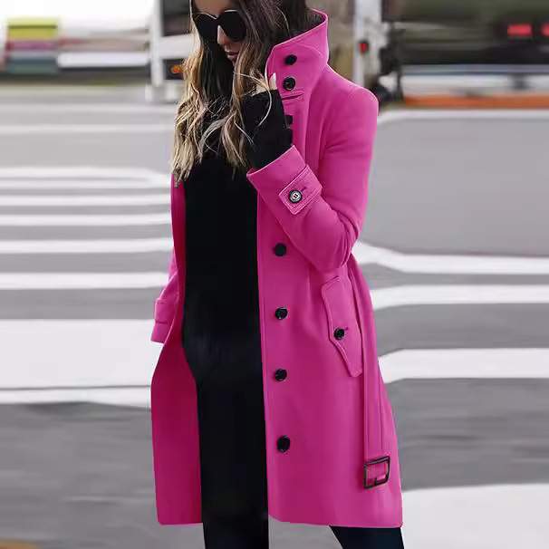  ROW MULTI BUTTON WOOLEN BUTTON COLLAR COAT