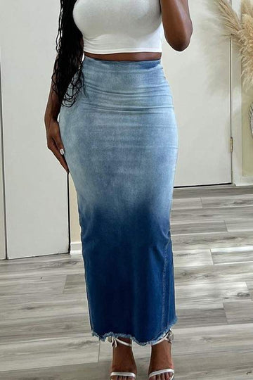 Distressed Denim Skirt: Chic Boho Style