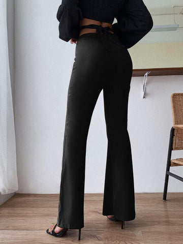 SPLIT HEM FLARE LEG PANTS