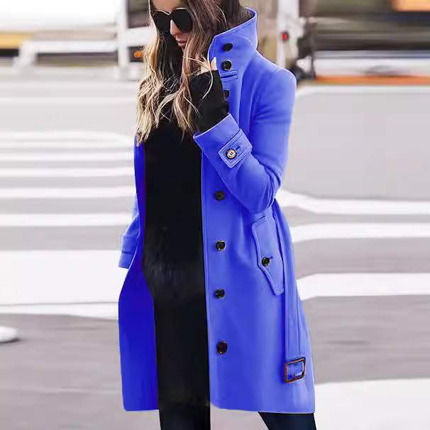  ROW MULTI BUTTON WOOLEN BUTTON COLLAR COAT