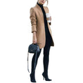  SOLID COLOR STAND COLLAR WOOL COAT