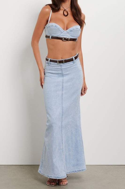 BELT BRALETTE TOP SKIRT SET