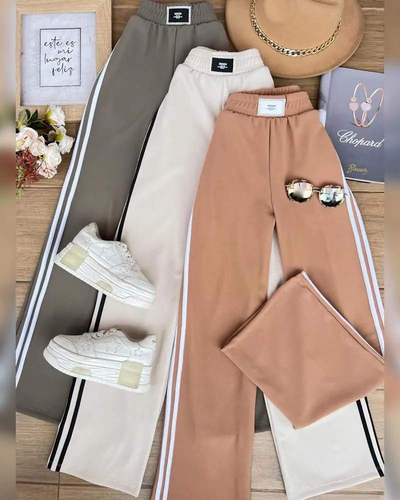 STRIPED PATCHWORK ELASTIC SHIRRED WAISTBANT SWEATPANTS SPORTY PANTS