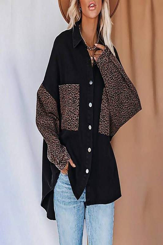 LEOPARD CONTRAST DENIM SHACKET