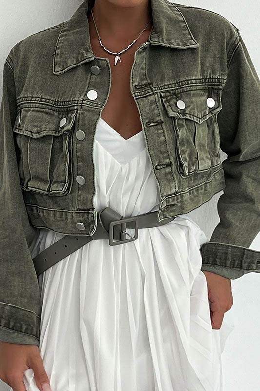 LONG SLEEVE STRAP BUCKLE DESIGN JACKET