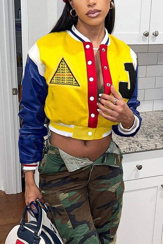 TWO TONE GRAPHIC VARSITY JACKET