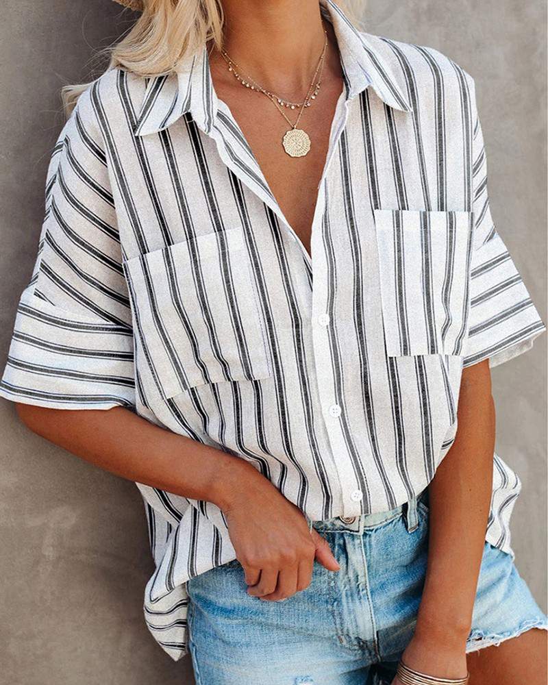 Versatile Blouse for Women, Striped Fashion Top