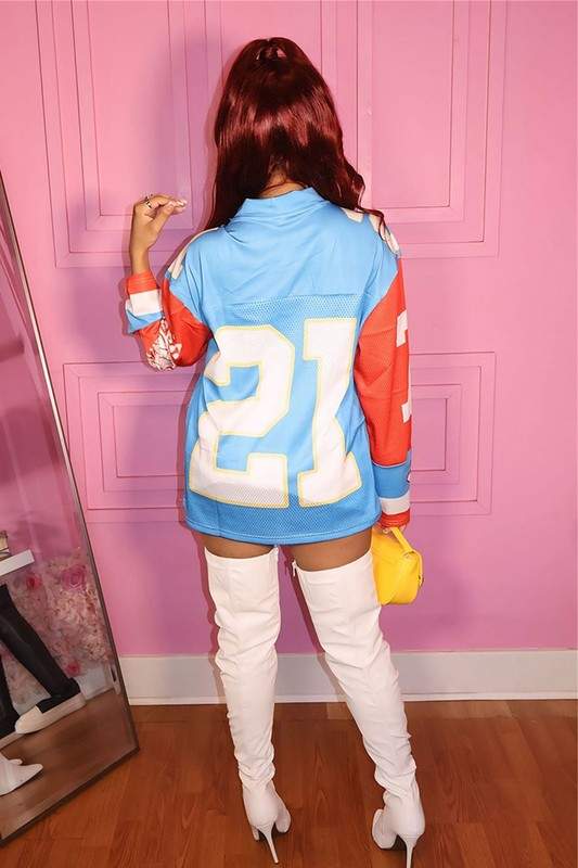 COLOR BLOCK V NECK LONG SLEEVE JERSEY