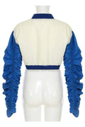 RUCHED CROPPED BOMBER JACKET