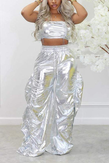 SHINY FASHION PANTS SET