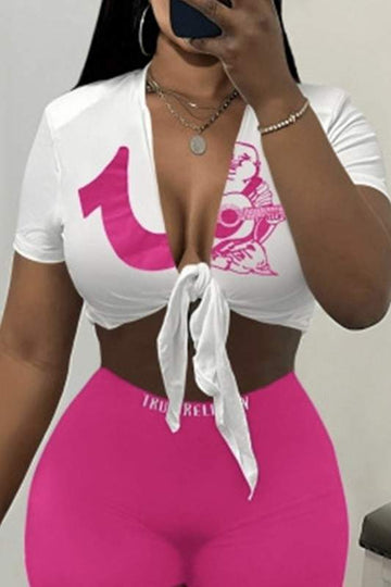 GRAPHIC CROP SHIRT AND SHORTS SET