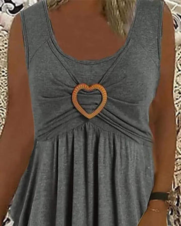 HEART RING DECOR SLEEVELESS LAYERED DRESS