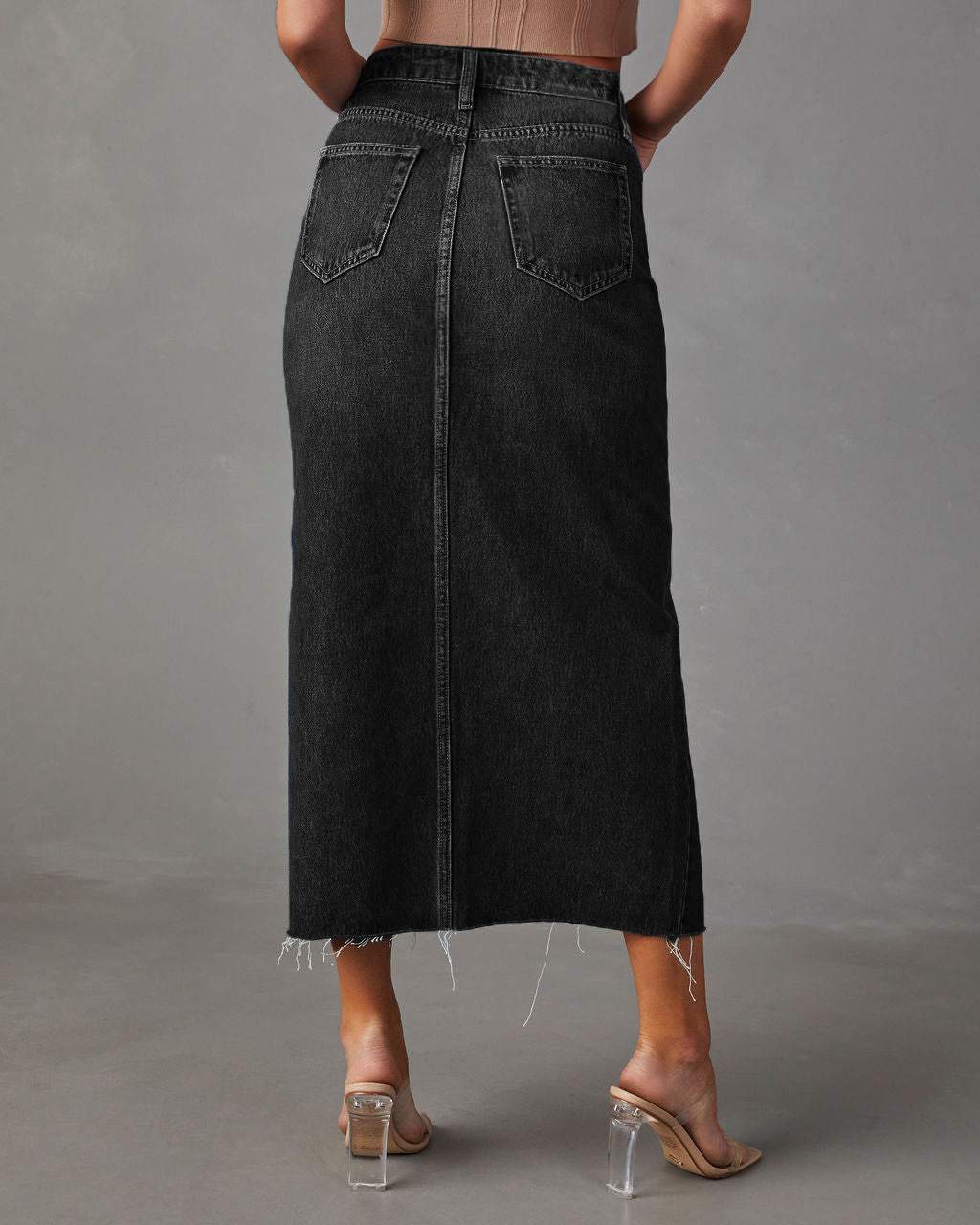 Boho Denim Skirt, Sustainable Maxi Skirt
