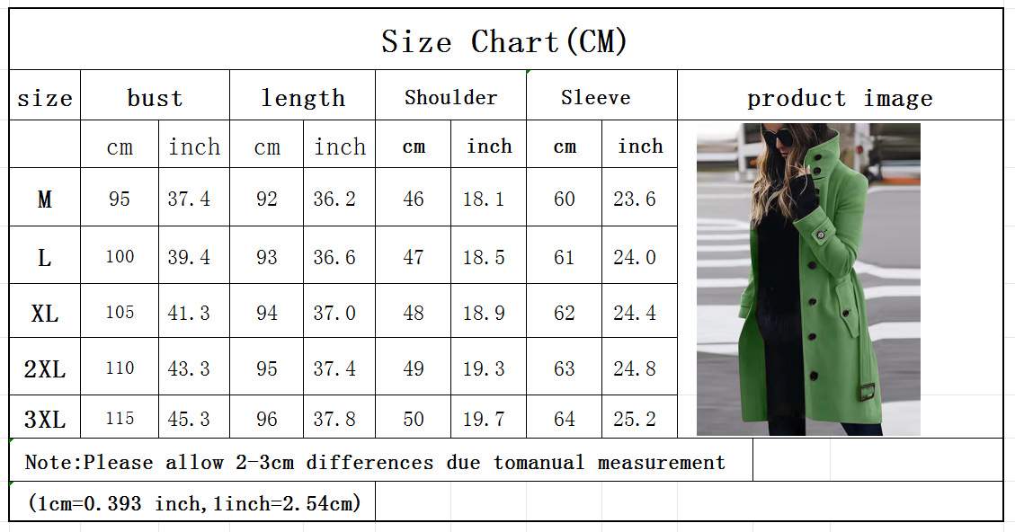  ROW MULTI BUTTON WOOLEN BUTTON COLLAR COAT