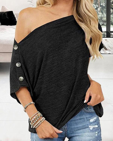 Casual Black Top, Trendy Loose Fit Tee
