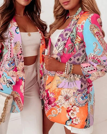 FLORAL PAISLEY PRINT BLAZER COAT