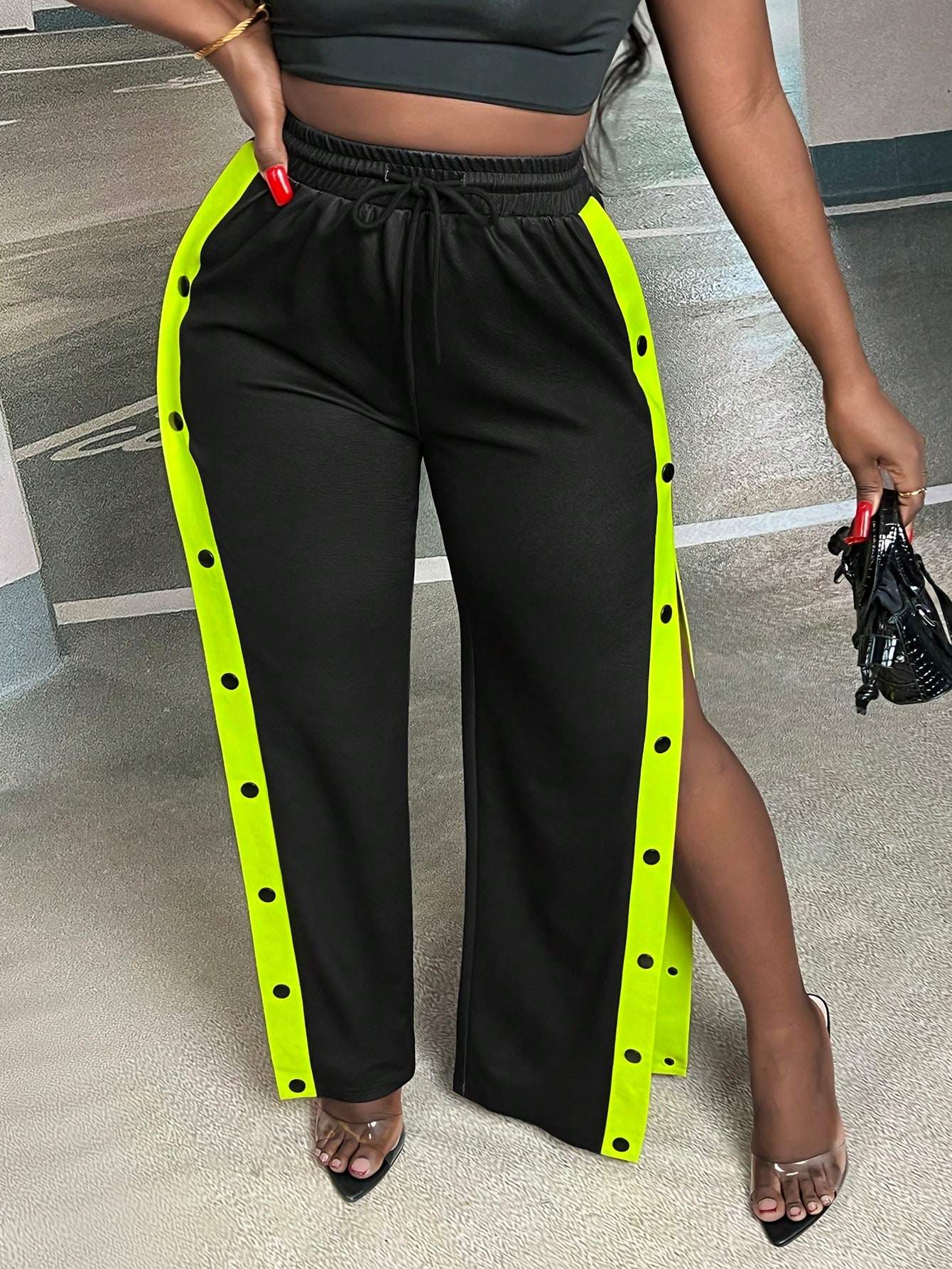 SLAYR WOMEN S DRAWSTRING CONTRAST TRIM LONG PANTS