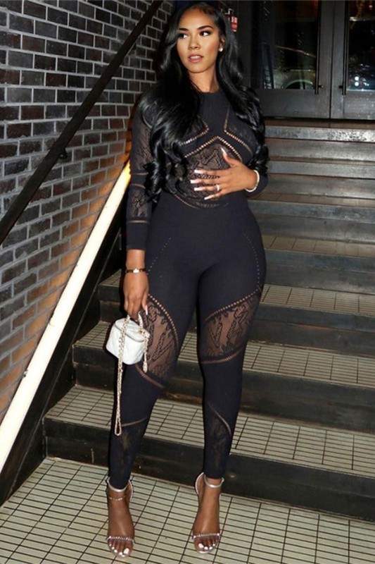 LACE MESH JUMPSUITS