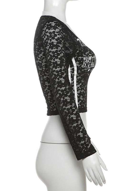SHEER LACE V NECK JERSEYS