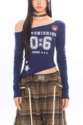 ONE SHOULDER LONG SLEEVE T SHIRT