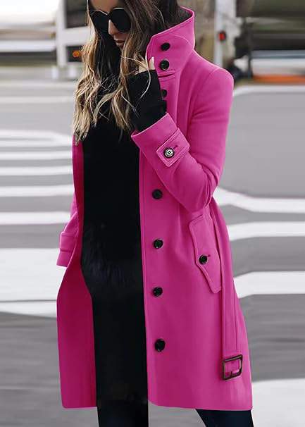 ROW MULTI BUTTON WOOLEN BUTTON COLLAR COAT