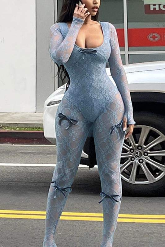 LACE MESH SEXY JUMPSUIT