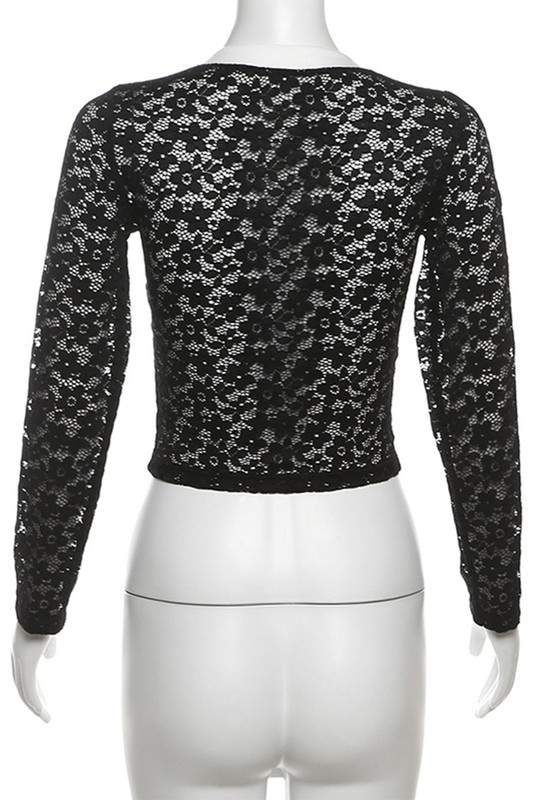 SHEER LACE V NECK JERSEYS