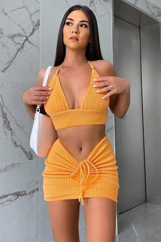 HALTER TOP AND SKIRT SET