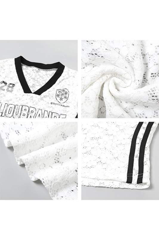 SHEER LACE V NECK JERSEYS