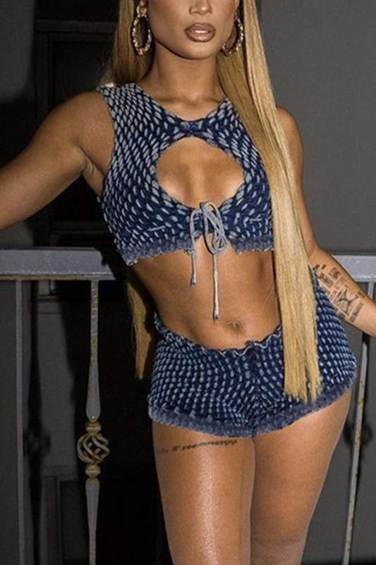 KNITTED CROP TANK AND SHORTS SET