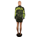EXPLOSIONS SEXY CAMOUFLAGE LONG SLEEVE LETTER COAT FOR WOMEN