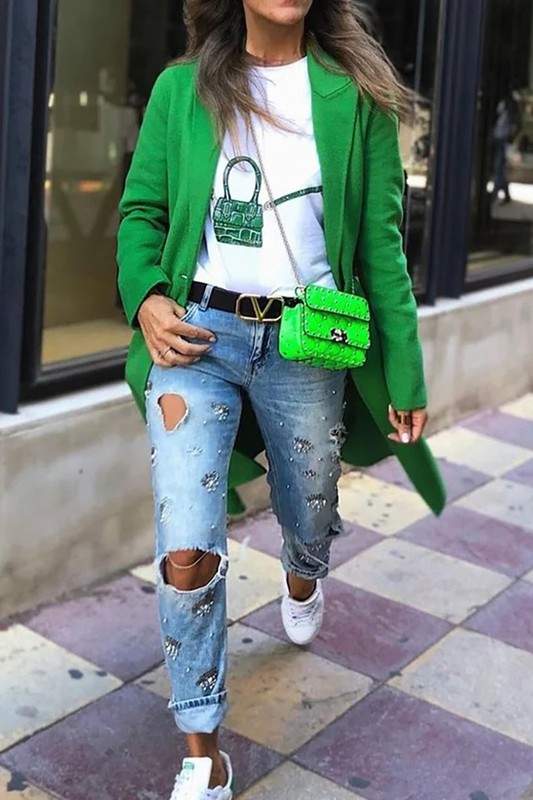MID LENGTH POCKET CASUAL LONG SLEEVE COAT