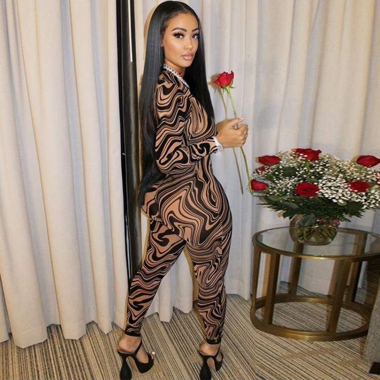 RETRO PRINT IRREGULAR JUMPSUIT WOMEN