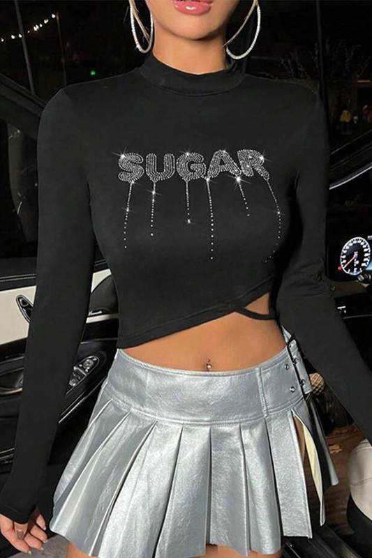 RHINESTONES LONG SLEEVE SHIRT
