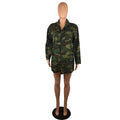 EXPLOSIONS SEXY CAMOUFLAGE LONG SLEEVE LETTER COAT FOR WOMEN