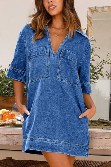 DENIM LOOSE MINI DRESS