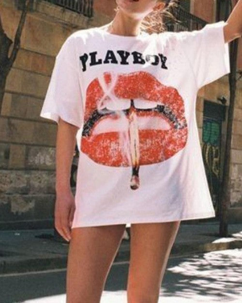 Oversized Casual Tee with Vintage Design