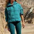 SOLID COLOR HOODED COTTON PADDED FOLDABLE PADDED PULLOVER POCKET LONG SLEEVE COAT FOR WOMEN