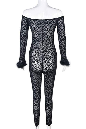 GRAPHIC MESH JUMPSUITS