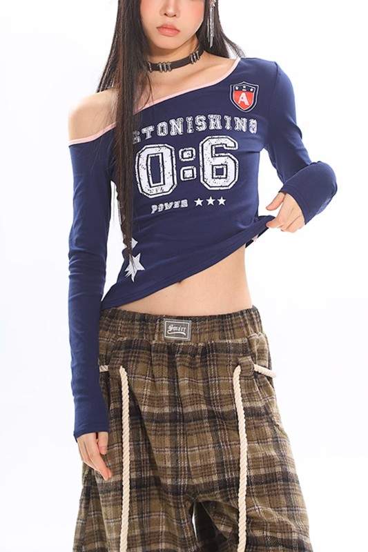 ONE SHOULDER LONG SLEEVE T SHIRT
